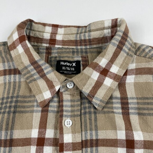 Hurley Flannel Shirt Mens XL Outdoor Utility Pocket Button Up Plaid Long Sleeve - Picture 10 of 10